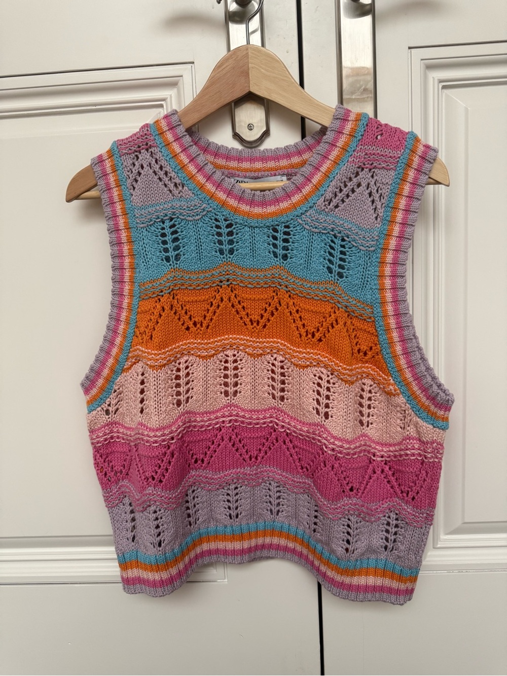 New Zara Multicolor Knit Sweater Vest